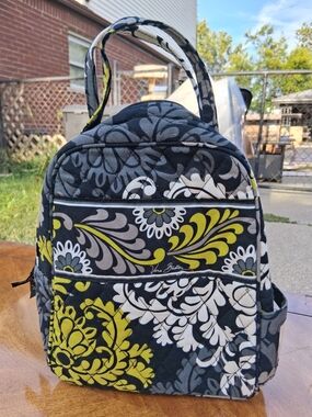 Vera Bradley Black White & Yellow Floral Quilted Lunch bag